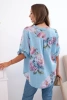 Women's cotton blouse with a floral pattern blue