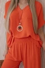 Set with necklace blouse + pants dark orange