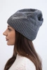 Women's winter wool hat with decorative zirconia band K402 graphite