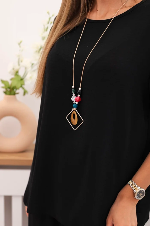 Damen-Set mit lockerer Bluse und weiter Hose schwarz