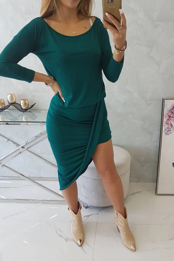 Asymmetrisches Kleid, 3/4 Ärmel grün