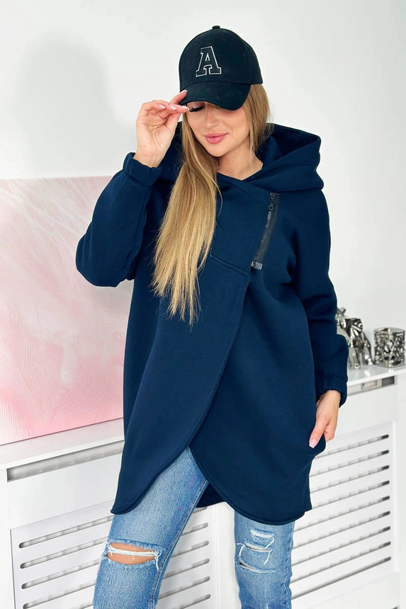 Sweatshirt with short zipper navy blue