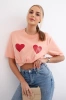 Cotton blouse with heart print apricot