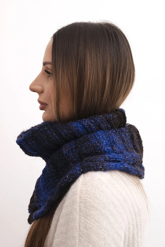Women's soft wool scarf winter turtleneck KN21 navy