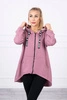 Sweatshirt with longer back and hood dark pink