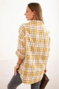 Women's cotton checkered shirt with a distressed effect mustard