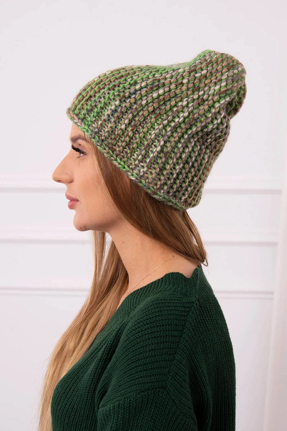 Zoja vilnonė kepurė K306 green+beige