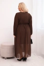 Damen Plus-Size Plisseekleid aus Viskose mit langen Ärmeln braun