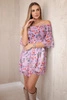 Off-the-shoulder dress with a flower pattern purple