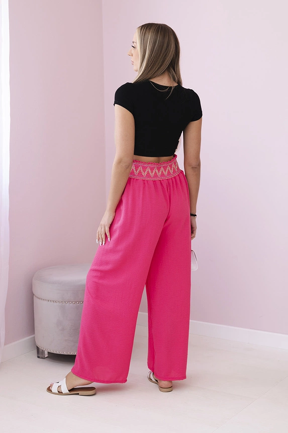 Trousers with a wide elastic waistband pink