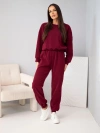 Women's ribbed viscose set with sweatshirt and pants with elastic band burgundy