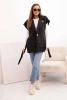 Women's quilted vest with a belt and wide collar black