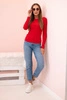 Women's cotton long-sleeve blouse with a boat neckline red