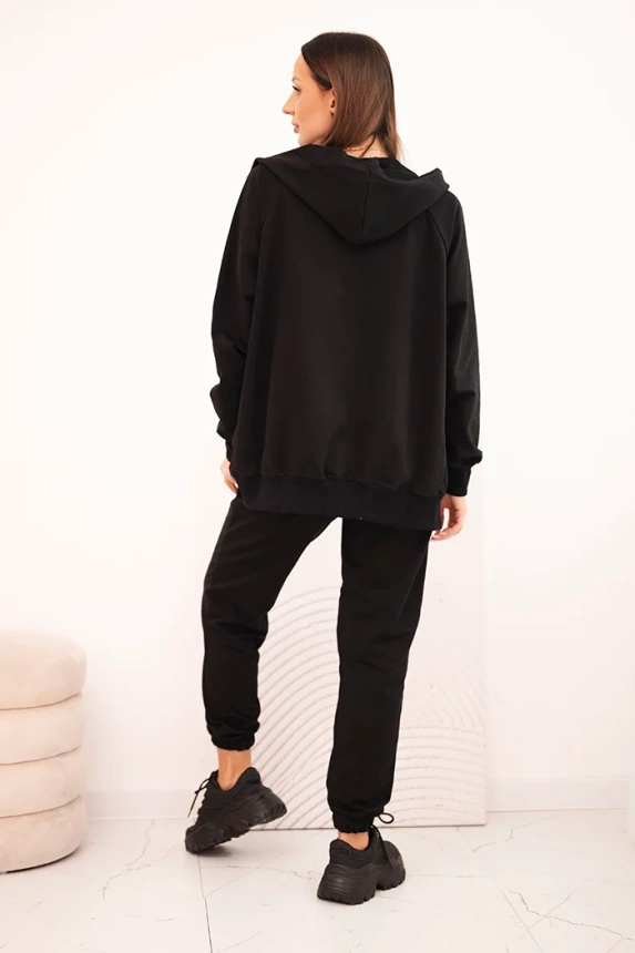 Women's cotton set with a hood and zipper black