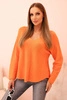 Sweter damska z wiskozą z dekoltem w serek pomarańczowy