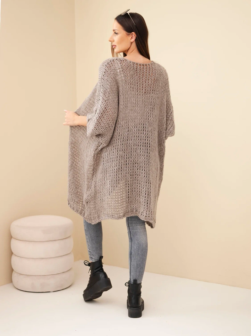 Women’s oversized loose knit cardigan without fastening fango