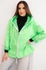 Women's spring quilted jacket with a hood and zipper neon green