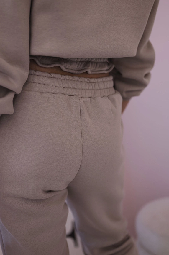 Isoliertes Set mit kurzem Sweatshirt dunkelbeige