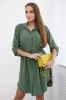 Dress with button closure and tie at the waist khaki