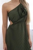 Plisseekleid mit Blume khaki