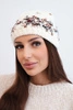 Women's winter hat with Norwegian pattern and thick weave K351 ecru+rust