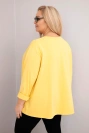 Damenbluse Plus Size aus Baumwolle mit langen Ärmeln und Raffung gelb