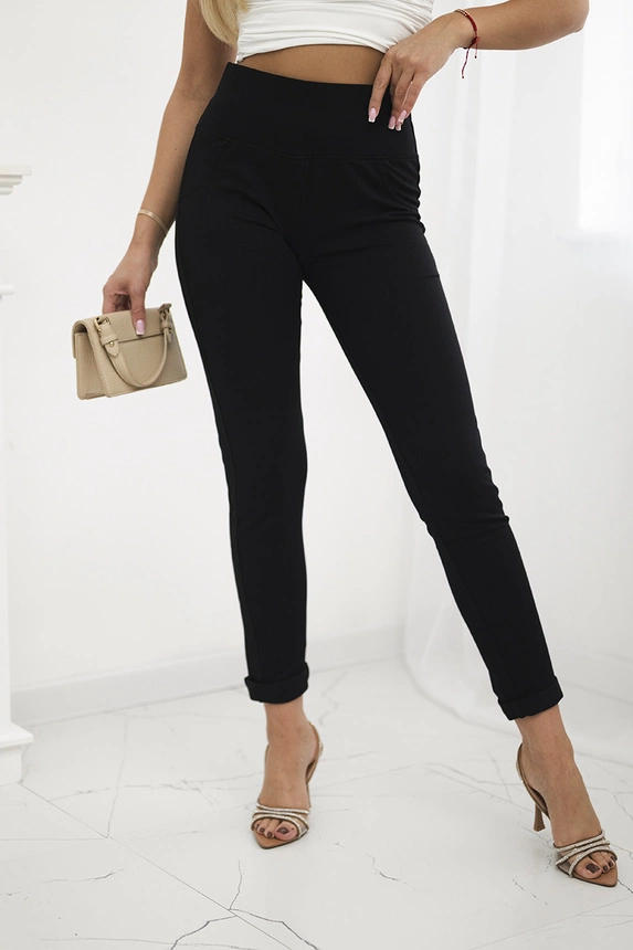 Pants with decorative piping black