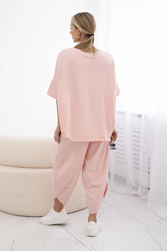 Baumwollset Bluse + Hose Pfirsich