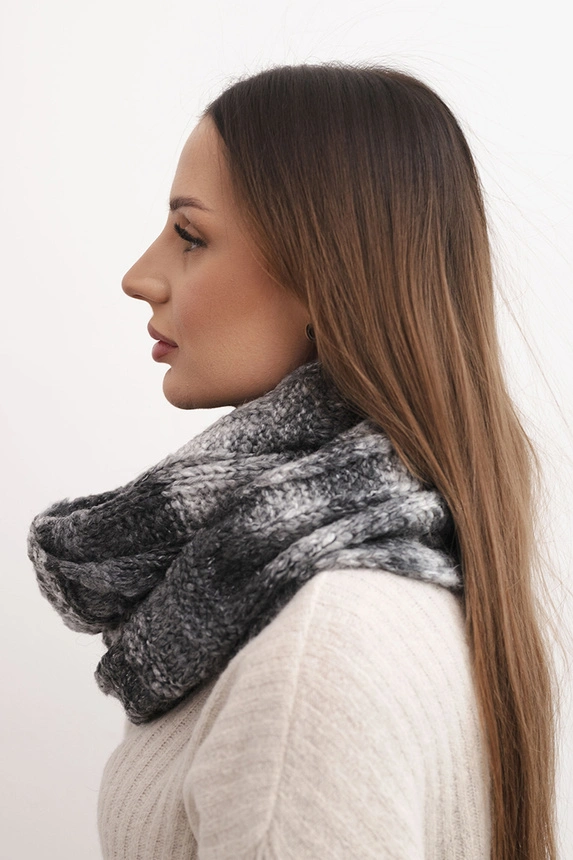 Women's wool blend soft winter wrap scarf KN20 graphite