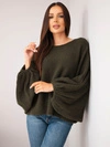 Oversize-Damenpullover mit Alpaka khaki