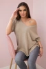 V-neck sweater blouse dark beige