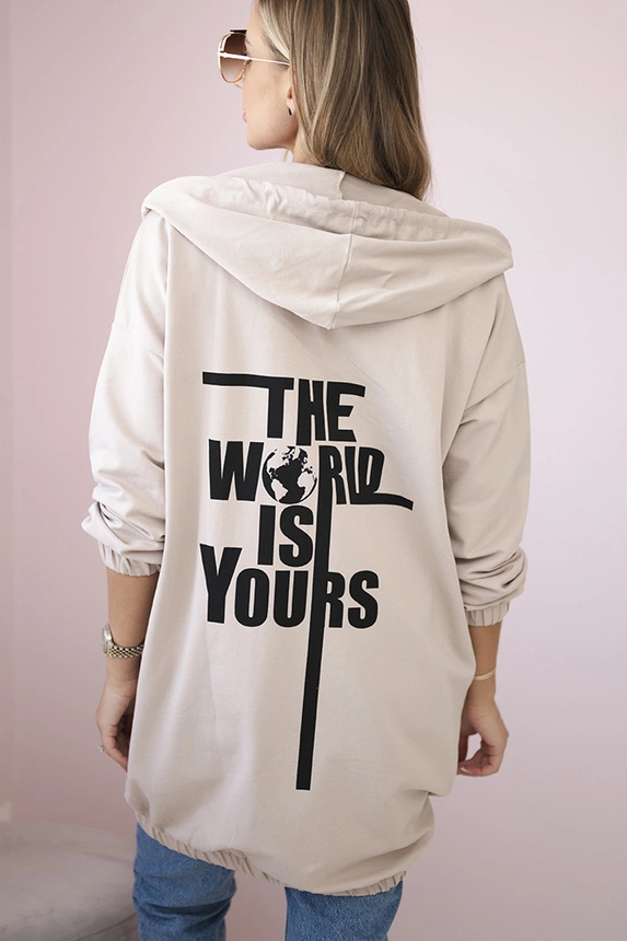 Mikina s potlačou "The world is yours" svetlo béžová