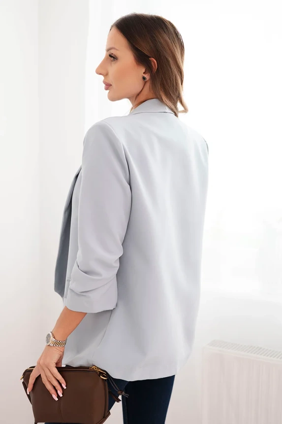 Women's unbuttoned blazer with lining S/M gray