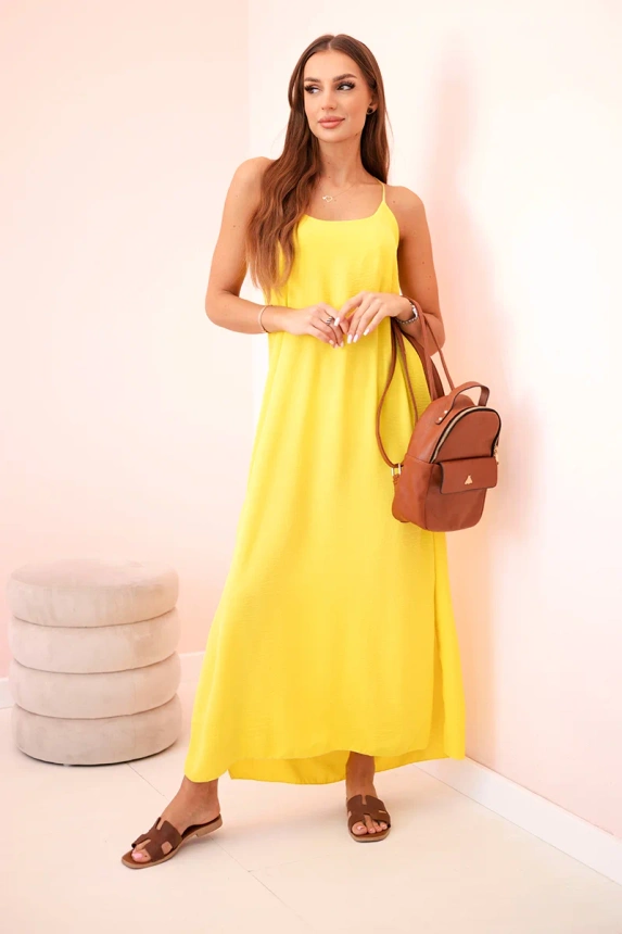Long dress with straps yellow