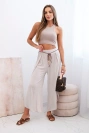 Damenhose aus Viskose mit Beinschlitz Dunkelbeige