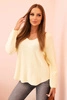 Women's sweater with viscose and V-neck lemon