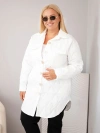 Women's Plus Size Quilted Jacket with Collar and Pockets white