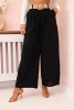 Women's linen trousers with wide legs and a belt black
