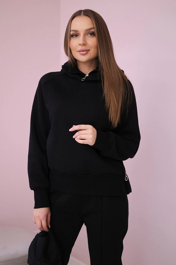 Insulated set with turtleneck and hood black