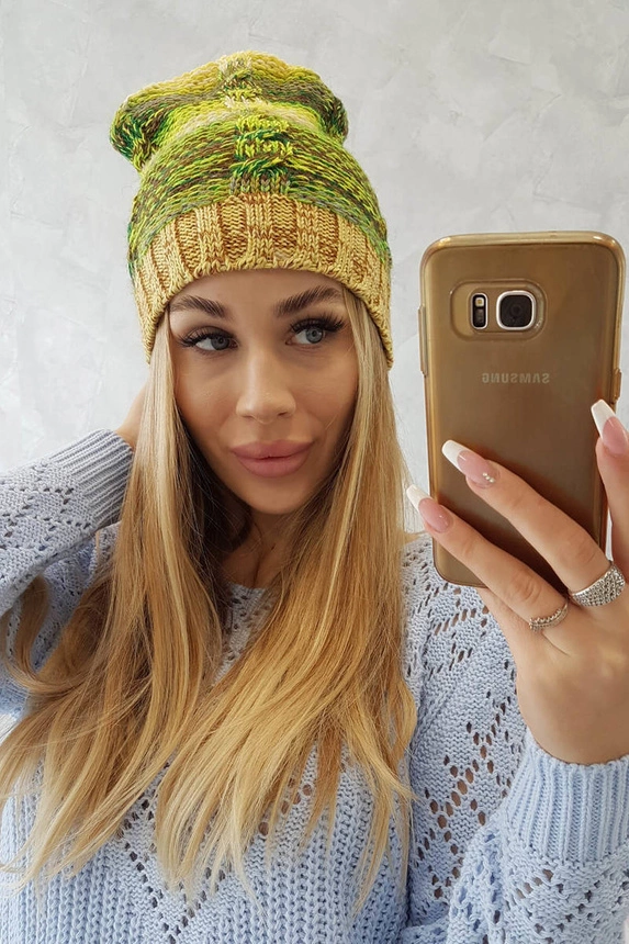 Čapica s fleece Klaudia K255 neónová zelená+žltá