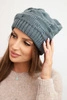 Women's winter hat made of wool with decorative weave K451 dark gray