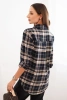 Women's cotton checkered shirt with a longer back gray + beige
