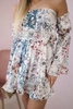 Off-the-shoulder floral dress ecru