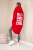 Padded sweatshirt with long back and hood red