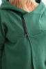 Dámská mikina Plus Size zateplená s kapucí a asymetrickým zipem tmavě zelená