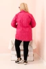 Women's Plus Size quilted jacket with collar and button pink