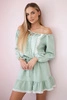 Off-the-shoulder dress and lace light green