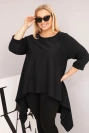 Dámska tunika Plus Size bavlnená s asymetrickým strihom čierna