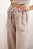 Damen Baumwoll Cargo-Hosen mit Taschen und Kette beige