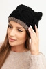 Women's winter hat made of wool with a woven pattern K443 black + cappuccino